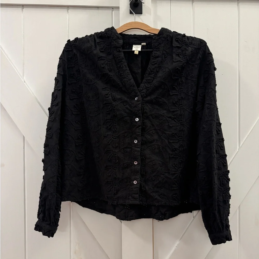 Anthropologie SEEN WORN KEPT Kathryn Floral-textured Button-up Blouse Top
